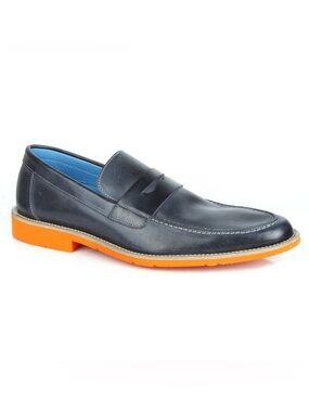 Michael Toschi Cabo Penny Loafers Steel / Orange Sole Size 9 US/ 8.5 UK